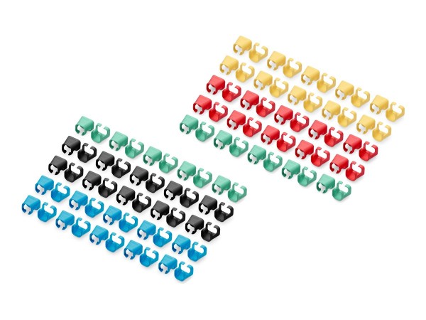 DIGITUS Clip colorate per cavi patch - miste (20 ciascuna in rosso - verde - blu - giallo - nero) -
