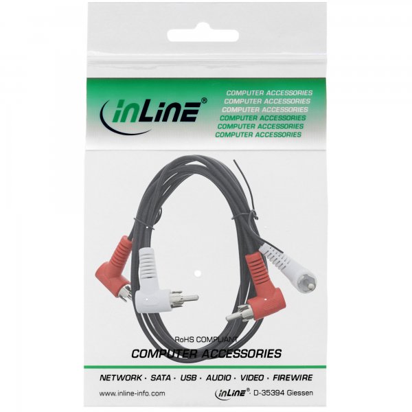 InLine Cavo Audio 2x RCA maschio / maschio - 1,2m - angolato 90°