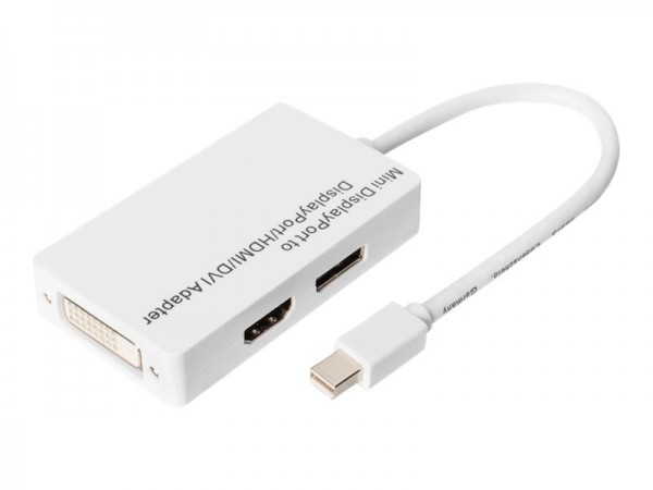 DIGITUS Adattatore / Convertitore Mini DisplayPort - da Mini DP a DisplayPort - HDMI + DVI - 0,2 m -