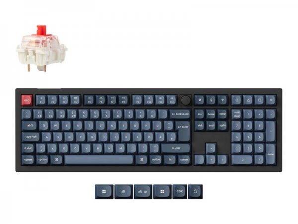 Keychron V6 Max schwarz/blaugrau DE-Layout Gateron Jupiter Red Hot-Swap - Tastiera - QWERTZ