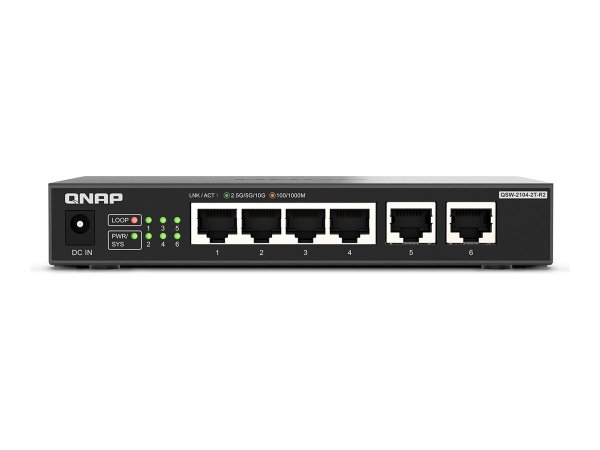 QNAP QSW-2104-2T-R2 - Switch - unmanaged - 4 - Interruttore - 60 Gbps
