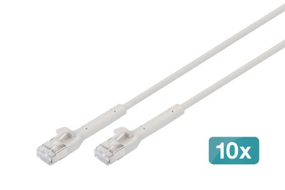 DIGITUS CAT 6A F-FTP abwinkelbares Patchkabel, Kupfer, 0,3 m, grau, 10 Stück - Cavo - Rete