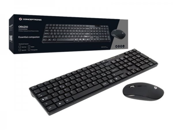 Conceptronic Orazio - Standard - RF Wireless - QWERTY - Nero - Mouse incluso