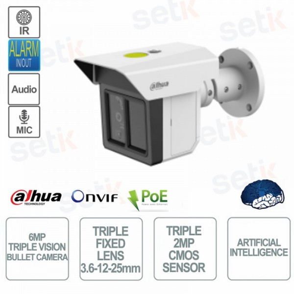 Dahua DH-IPC-MFW5241T2-E3-ASE Bullet telecamera di rete con tripla visione e protezione perimetrale