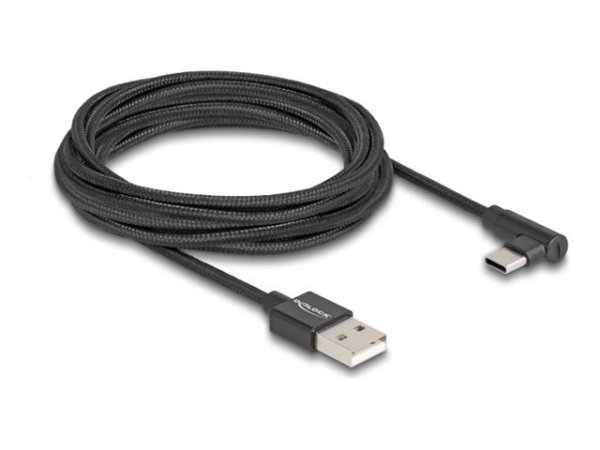 Delock Cavo USB 2.0 Tipo-A maschio per USB Type-C maschio nero con angolazione da 3 m - 3 m - USB A