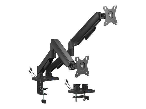 Gembird BEFESTIGUNGSKIT (TISCH-MONTAGEARM) - EINSTELLBARER ARM - FUER 2 FLACHBILDSCHIRME - USB PORTS