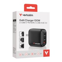Verbatim Mini GaN Charger 100W 3Port US/EU/UK ADP - Caricabatteria