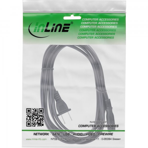 InLine Cavo alimentazione Spina Europlug CEE 7/16 a Presa USA IEC-320-C7 - 0,5m
