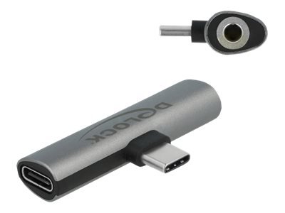 Delock Adattatore audio USB Type-C per Jack femmina Stereo e USB Type-C PD grigio - USB Type-C - USB