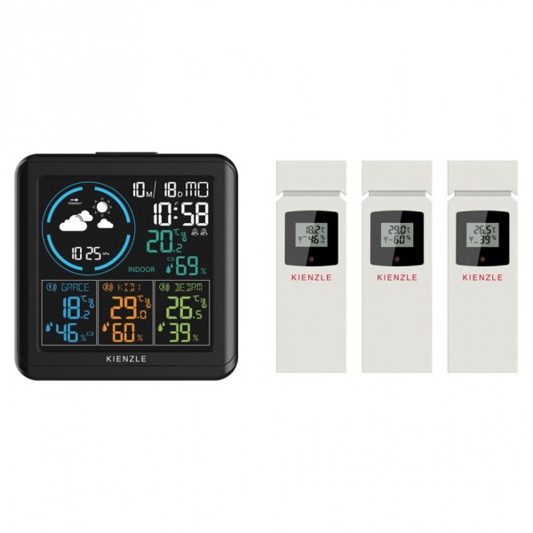 Kienzle Funk DCF Wetterstation mit 3 Außensensoren