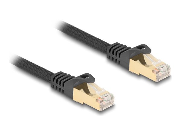 Delock Cavo di rete RJ45 con rivestimento intrecciato Cat.6A S/FTP maschio-maschio 2 m nero - 2 m -