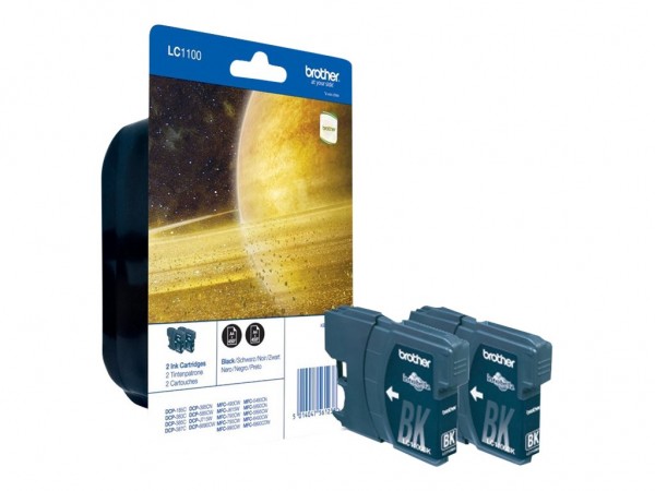 Brother LC-1100BK Black Ink Cartridge 2 stuks Tinte auf Pigmentbasis e... - Originale - Cartuccia di