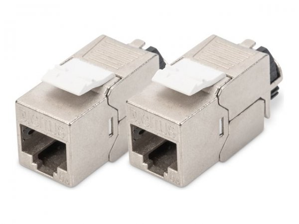 DIGITUS CAT 6a Keystone Modul 2 Stk. geschirmt/werkzeugfrei/Kabelmanager - Cavo - Rete