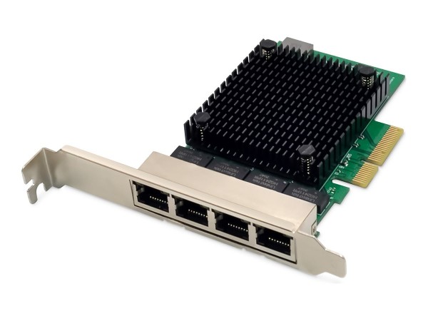 DIGITUS Scheda di rete a 4 porte 2,5 Gigabit Ethernet - RJ45 - PCI Express - chipset Realtek - Inter