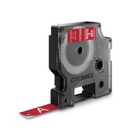 Dymo D1 - Selbstklebend - Weiß auf Rot - Rolle (1,2 cm x 3 m)