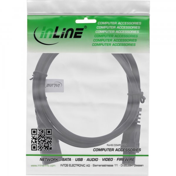 InLine Cavo di rete da C14 femmina a C5 maschio - nero - 2 m