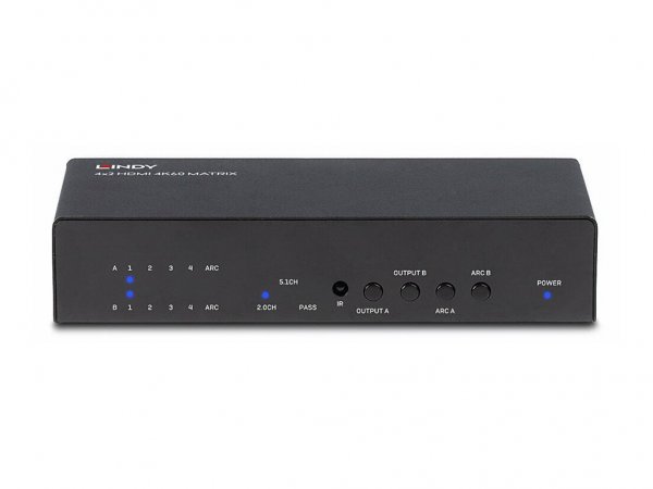 Lindy 38084 - Commutatore a matrice AV - 3840 x 2160 Pixel - 18 Gbit/s - Nero - Metallo - 1000 mA