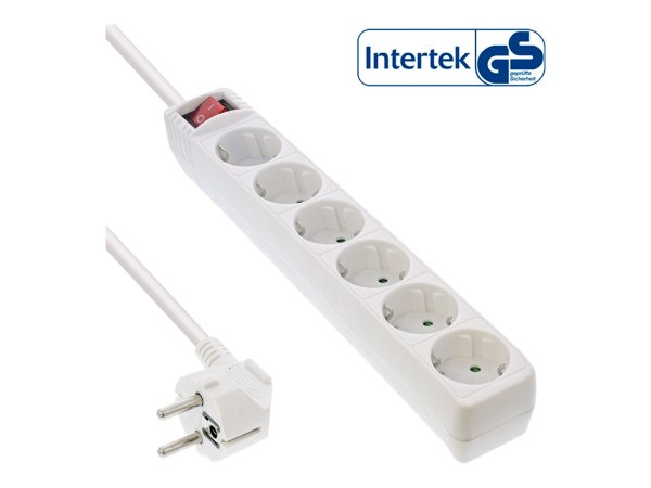 InLine Multipresa - 6x Shucko - con interrutt. - bianco - cavo 1,5m