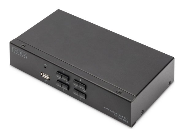 DIGITUS Switch KVM - 4x1 DP - DP Out - USB - 3840 x 2160 Pixel - 4K Ultra HD - Nero