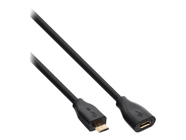 InLine Cavo USB 2.0 Micro - Micro Bm/ F - prolunga - dorato - nero - 1,5m