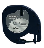 Dymo LetraTag etichette originali Metallic autoadesiva | rotolo da 12 mm x 4 m | stampa nera su arge