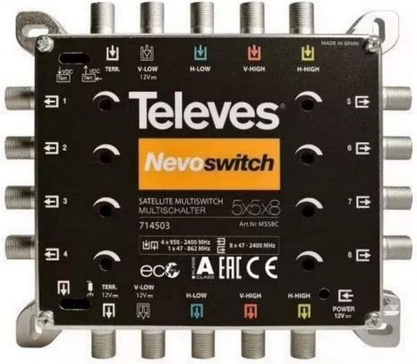 Televes 714503 5 ingressi 13 uscite 950 - 2400 MHz 47 - 862 MHz 4 dB 2 dB