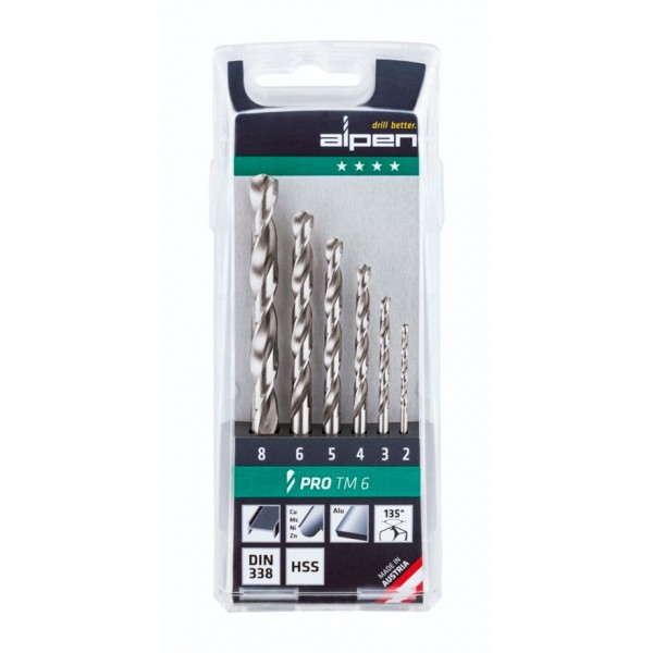ALPEN-MAYKESTAG 0000111806100 HSS Metall-Spiralbohrer-Set 6teilig 2 mm 3 4 5 6 8 mm