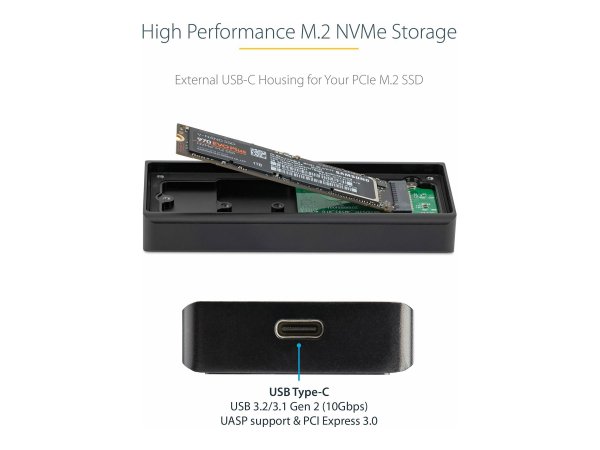 StarTech.com Enclosure SSD PCIe M.2 NVMe USB-C 10 Gbps - Custodia esterna robusta in alluminio M.2 P