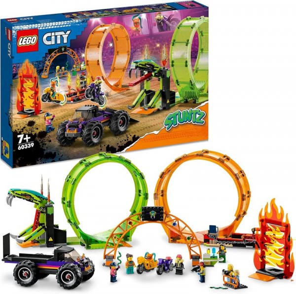 LEGO City Stuntz 60339 Arena delle Acrobazie, Monster Truck, Moto Giocattolo con Minifigure