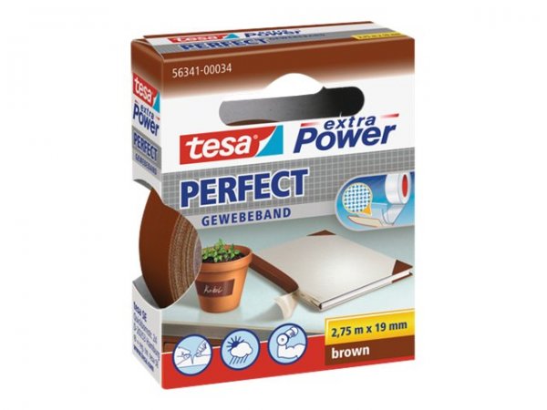 Tesa extra Power Perfect Gewebeband braun