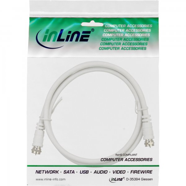 InLine Cavo antenna SAT - spinotti F - fattore di schermatura >75dB - bianco - 3m