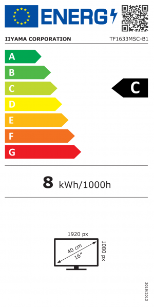 Iiyama ProLite TF1633MSC-B1 - 39,6 cm (15.6") - 1920 x 1080 Pixel - Full HD - 5 ms - Nero