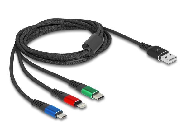 Delock USB 3in1 Ladekabel für Lightning/Micro-USB/USB C - Cavo - Digitale/dati