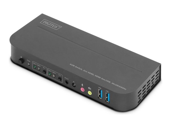 DIGITUS Switch KVM - 2x1 HDMI - HDMI Out - USB - 4Kx2K@60Hz - 4096 x 2160 Pixel - 4K Ultra HD - Nero