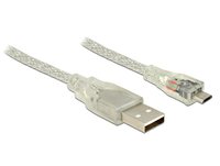 Delock 5m - USB2.0-A/USB2.0 Micro-B - 5 m - USB A - Micro-USB B - USB 2.0 - Maschio/Maschio - Traspa