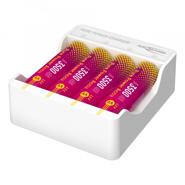 Ansmann Ladegerät PurePower Set AA inkl. 4x 3500mAh Akku 1001-0183 - Caricabatteria - Agli ioni di l