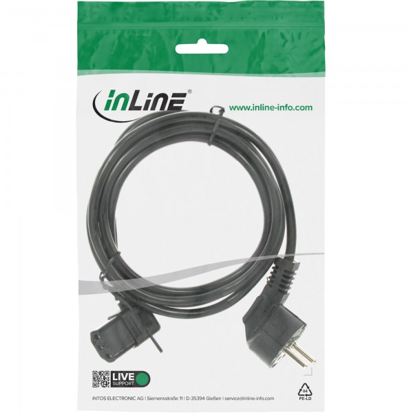 InLine Cavo alimentazione spina Tedesca 90° presa C-13 90°S - nero - 1,8m