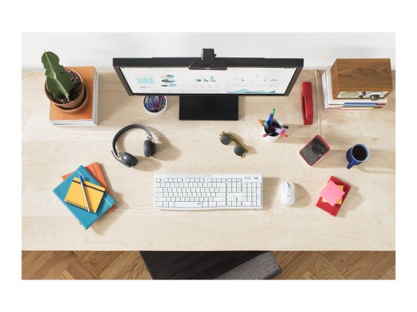 Logitech MK295 Silent - Full-size (100%) - Cablato - RF Wireless - QWERTY - Bianco - Mouse incluso