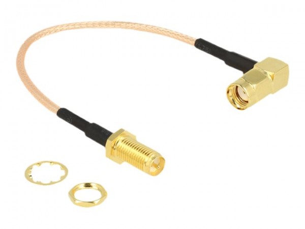 Delock 0.16m - 2xRP-SMA - 0,16 m - RG-316 - RP-SMA - RP-SMA - Nero - Oro - Trasparente