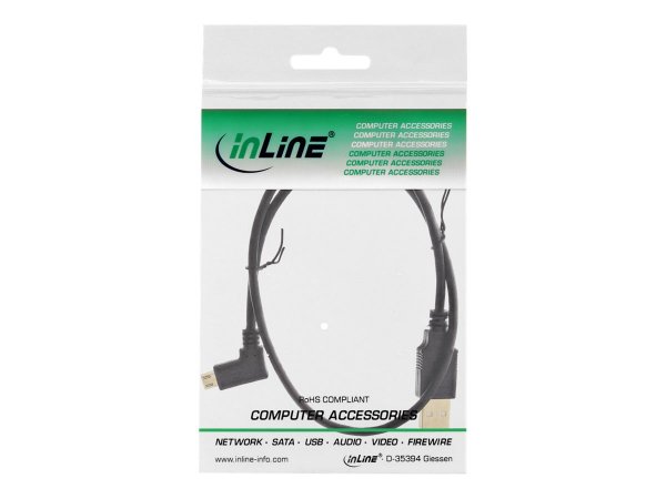 InLine Cavo USB 2.0 Micro - Am/ Micro B M - Angolato - dorato - nero - 0,5m