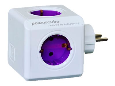 Allocacoc PowerCube ReWirable - 1 m - Tipo F - Viola - Bianco - 5 presa(e) AC - 6 A - Bianco