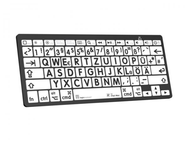 Logickeyboard XL-Print Black on White DE Mac/BT - Tastatur - Tastiera - 78 tasti