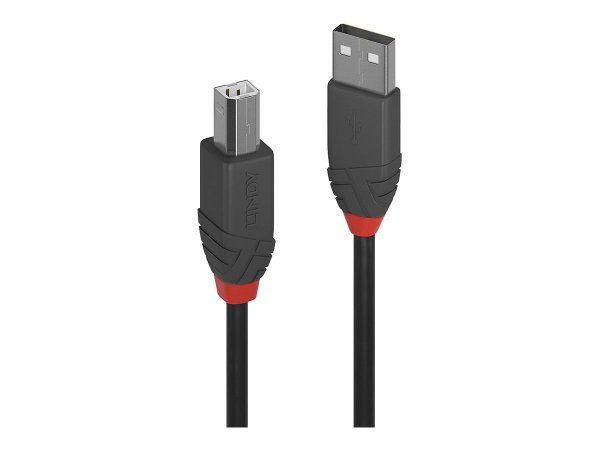 Lindy 36677 - 10 m - USB A - USB B - USB 2.0 - 0,48 Gbit/s - Nero - Grigio - Rosso