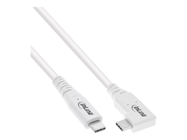 InLine cavo USB4 - USB-C - un lato angolato - PD 240W - 8K60Hz - TPE - bianco - 1m