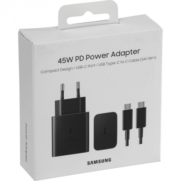 Samsung Caricabatterie Super Fast Charging 45W EP-T4510 - Porta USB-C (con Cavo) - Nero - Interno -