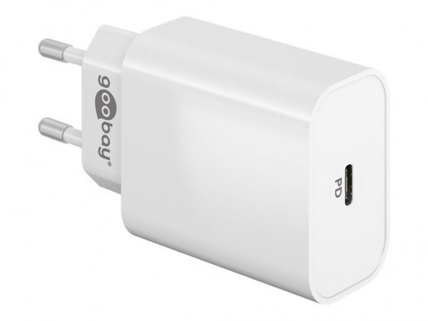 Goobay USB-C Schnellladegeraet PD GaN 20 Watt weiss 1x USB-C Power Delivery 3 - Caricabatterie rapid