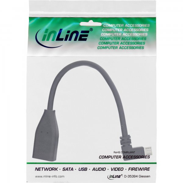 InLine OTG Adattatore Micro-USB B maschio / A femmina - angolato - cavo 0,1m