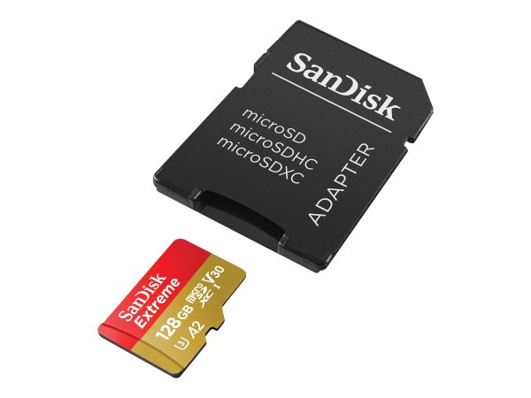 SanDisk Extreme - 128 GB - MicroSDXC - 160 MB/s - 90 MB/s - Class 3 (U3) - V30
