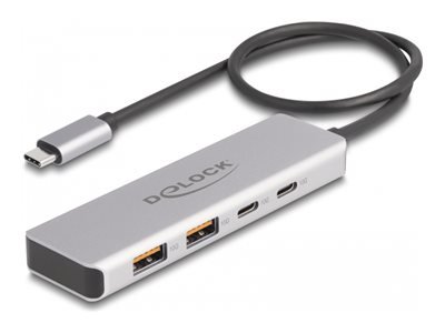 Delock Hub USB 10 Gbps USB Type-C con 2 x USB Tipo-A e 2 x USB Type-C con cavo di collegamento da 35