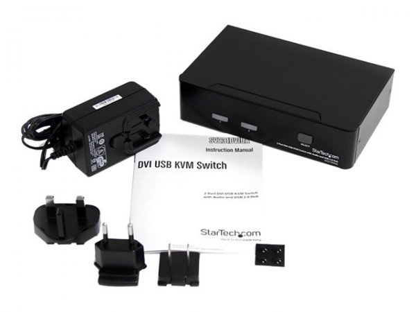 StarTech.com Switch KVM DVI USB 2 porte - con audio e hub USB 2.0 - 1920 x 1200 Pixel - Full HD - 18